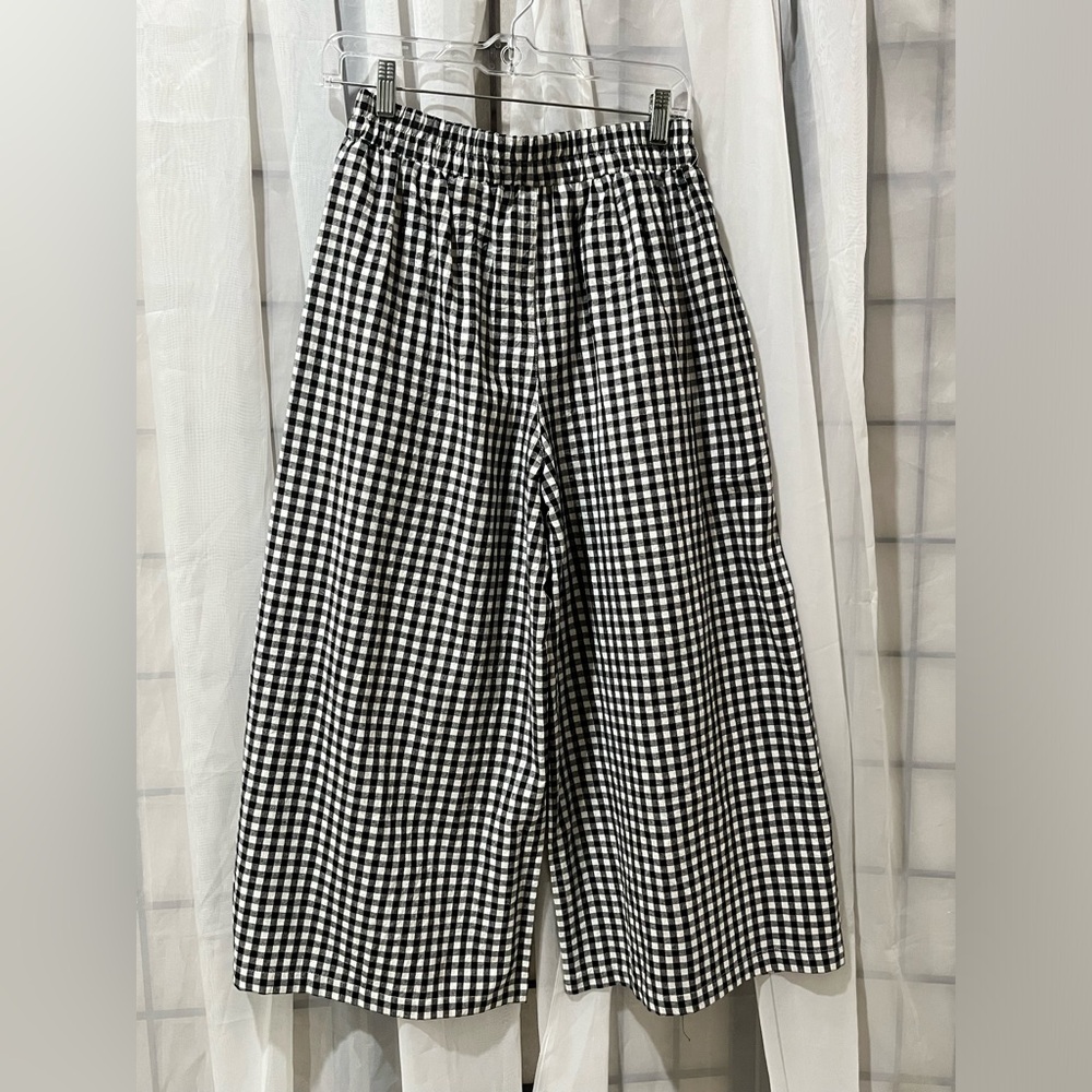 LOMON Black & White Gingham PLAID Wide Leg BOXER Pants WOMEN S - Picture 5 of 10